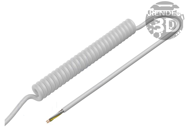 Leiding: spiraalvormig; 5x0,15mm2; niet-afgeschermd; PUR; wit Leiding: spiraalvormig; 5x0,15mm2; niet-afgeschermd; PUR; wit